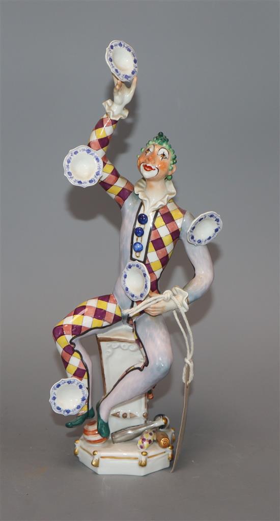 Peter Strang (b. 1936) for Meissen, a figure of a clown juggling plates height 27cm
